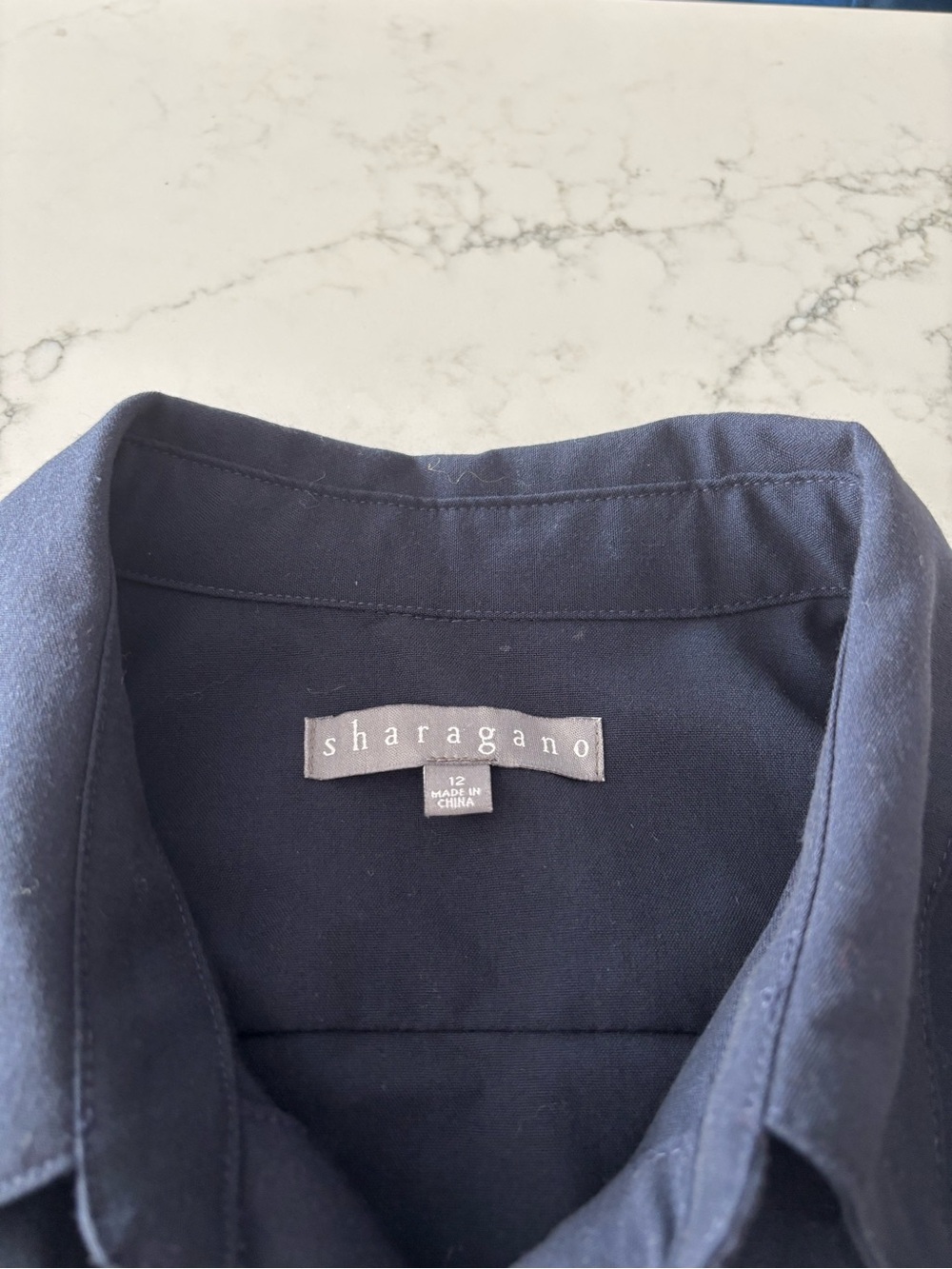 Sharagano Navy Button-Front Midi Dress with Tie Waist - Picture 7 of 7